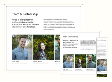 Minimalistic template for describing team members or partners